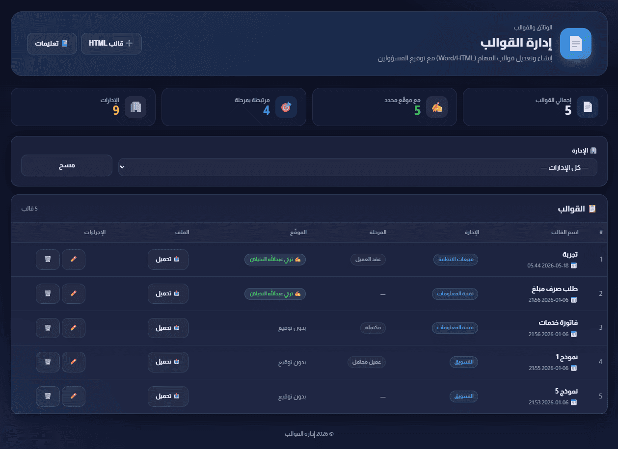 واجهة معاملات وإدارة داخل نظام أسان